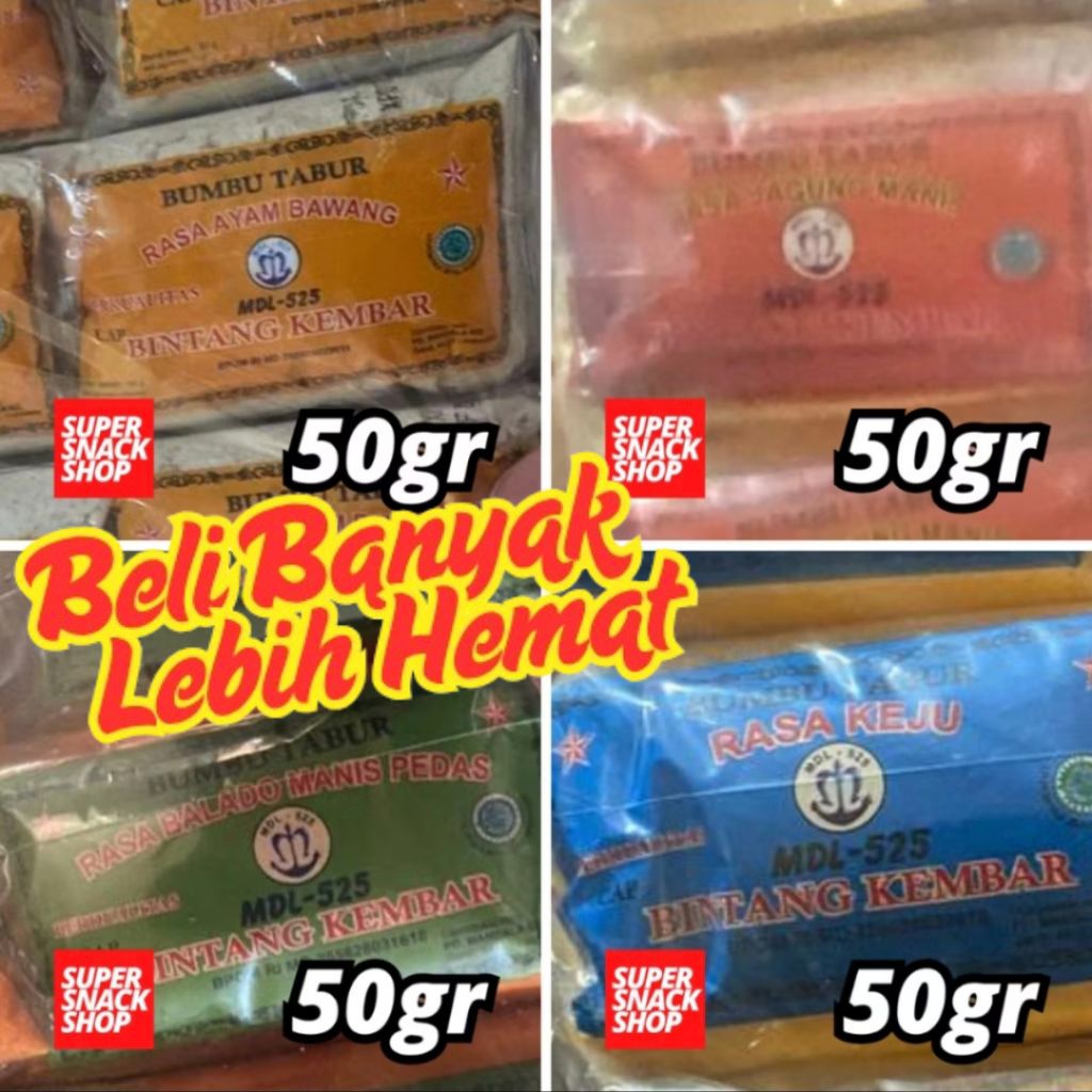 

BUMBU TABUR INSTANT / BUMBU MASAK ATOM BINTANG KEMBAR SIZE KECIL ATOM SACHET BUBUK 50 GR