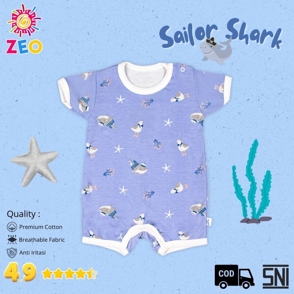 ZeoBabyKids Romper Segiempat Pendek 0 - 12 Bulan Baju Anak Bayi Unisex Katun RPD