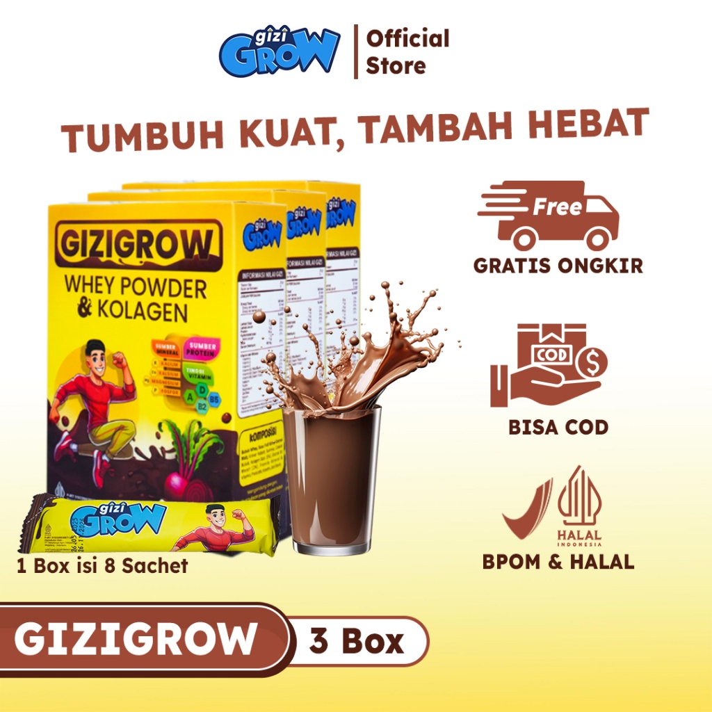 

GIZIGROW Paket 3 Box - Susu Peninggi Badan dan Menjaga Kesehatan Otot
