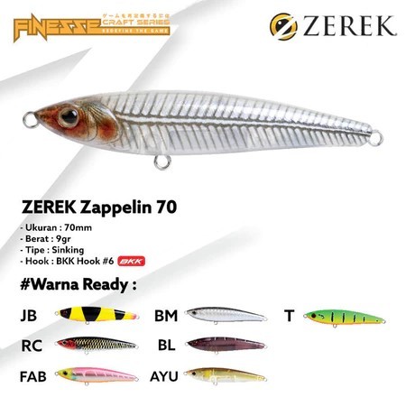 Lure Zerek Zappelin Sinking Umpan Pencil 70mm