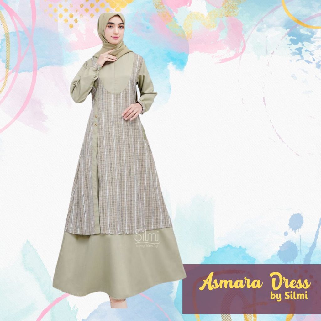 Dress Garis Garis Wanita Panjang Baju Gamis Style Remaja Kekinian Motif Kotak Kotak Silmi Asmara