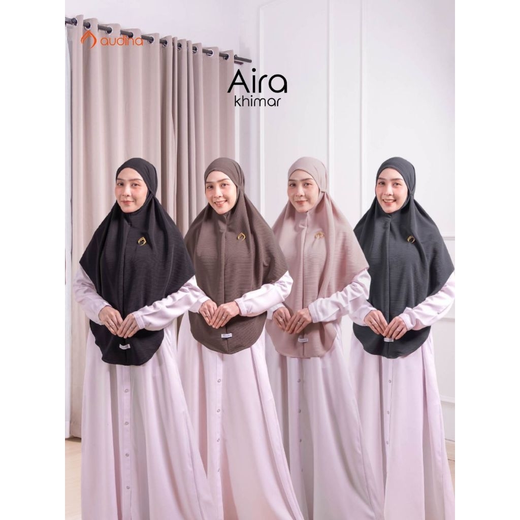 Aira Khimar Instan Bergo Tali Non Pad Pleats Knit Premium by Audina