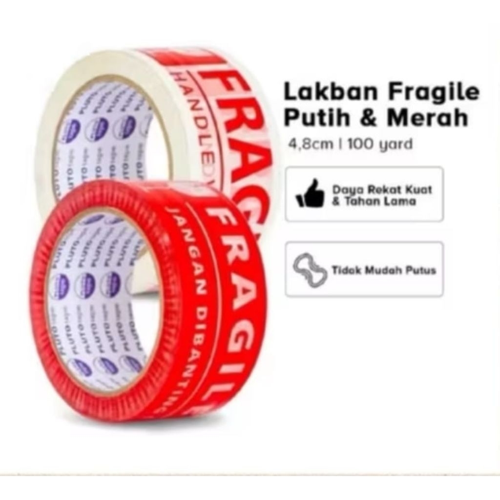 

Lakban Fragile Merah 48 MM X100 yard (pluto)