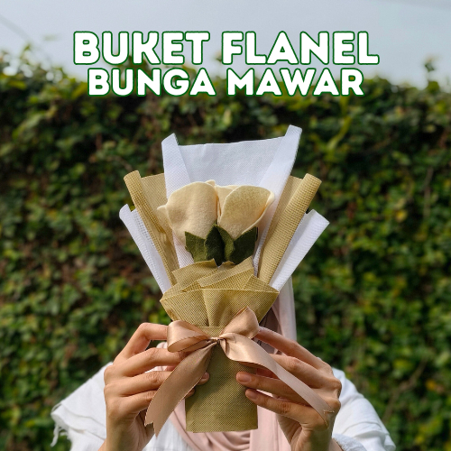 Bucket Flanel Bunga Mawar 2 Tangkai Lucu Hadiah | Souvernir | Kado | DIY Flanel