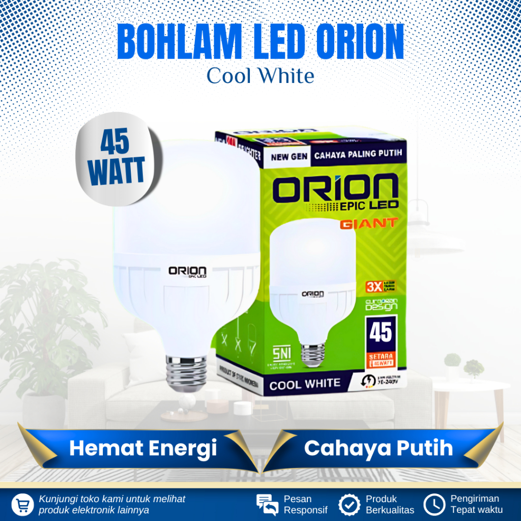 LAMPU BOHLAM LED ORION 45 WATT CAHAYA PUTIH LAMPU LED BULB 45 WATT LAMPU LED TABUNG LAMPU JUMBO 45W