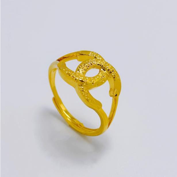 【17K / 750 emas asli / kadar 】Cincin geometri terbuka perhiasan kecil