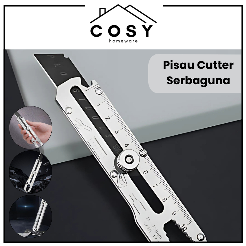 

COSY Pisau Cutter Stainless Besi 9in1 Cutter Stainless Pemotong Kertas Tajam Anti Karat Fungsional