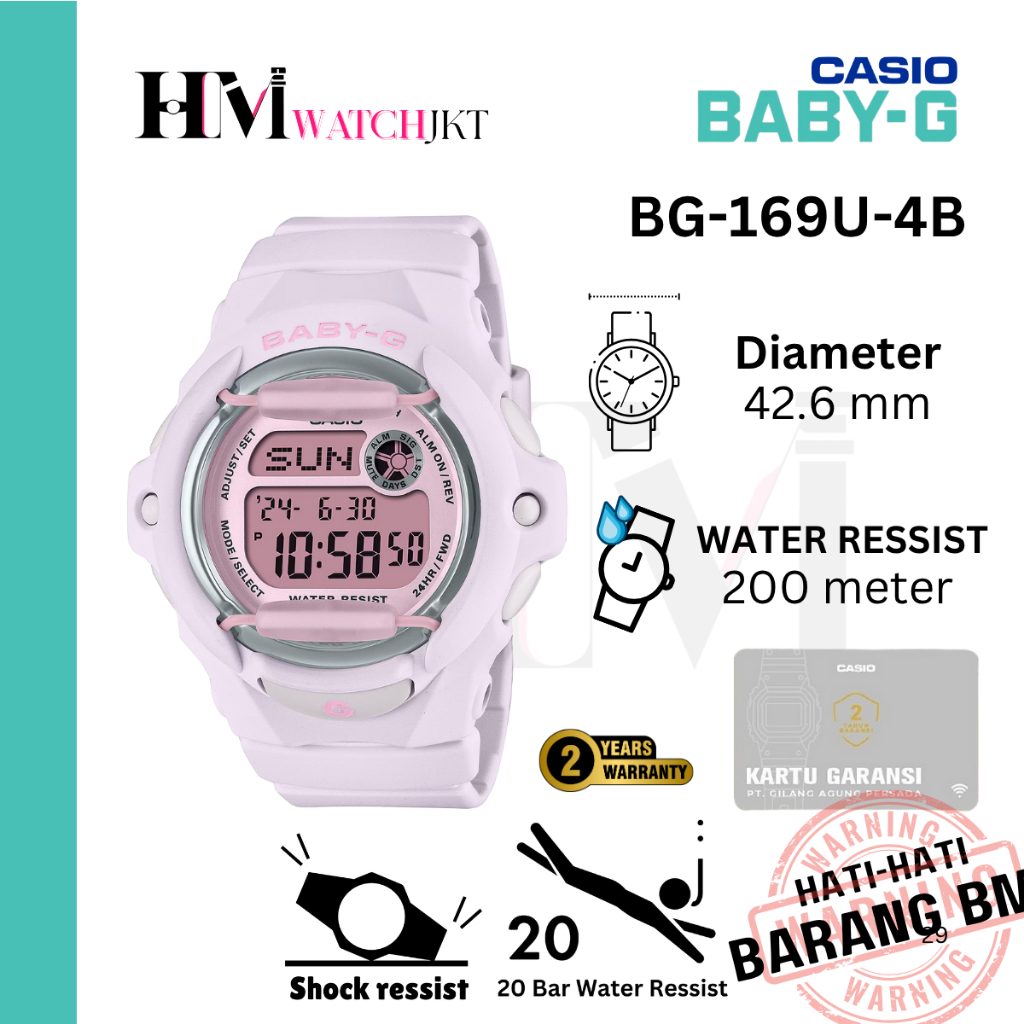 CASIO BABY-G BG-169U-4BDR Jam Tangan Wanita Original Digital Sport Antiair BG-169U-4B
