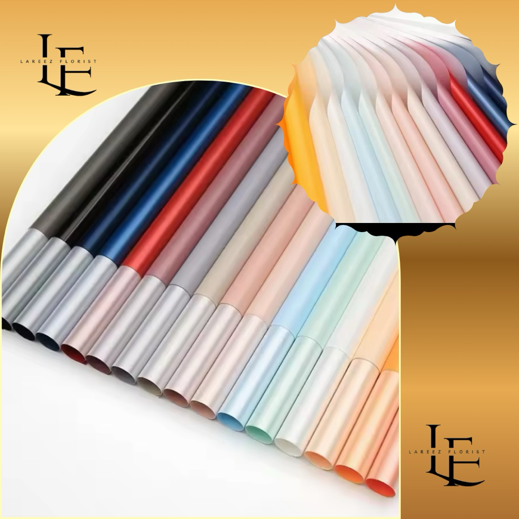 

[1 PACK/ 20 LEMBAR] Flower Wrapping Paper Solid Bicolor Glossy Cellophane Waterproof Kertas Bungkus Pembungkus Bouquet Bunga Anti Air