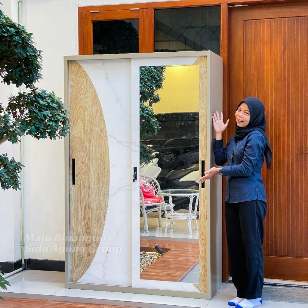 LEMARI PAKAIAN BESI TAHAN LAMA || LEMARI AESTHETIC PINTU SLIDING || OSWS OLYMPIC