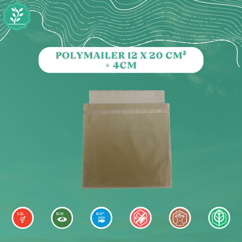 

Kantong Polymailer Ramah Lingkungan dari Rumput Laut 12 x 20 Cm² + 4 cm - 10Pcs - Biopac Official Store