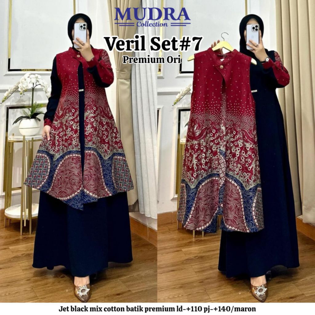 Veril set mudra / gamis set / premium gamis kondangan polos / reta nabtik / kanjeng nabtik