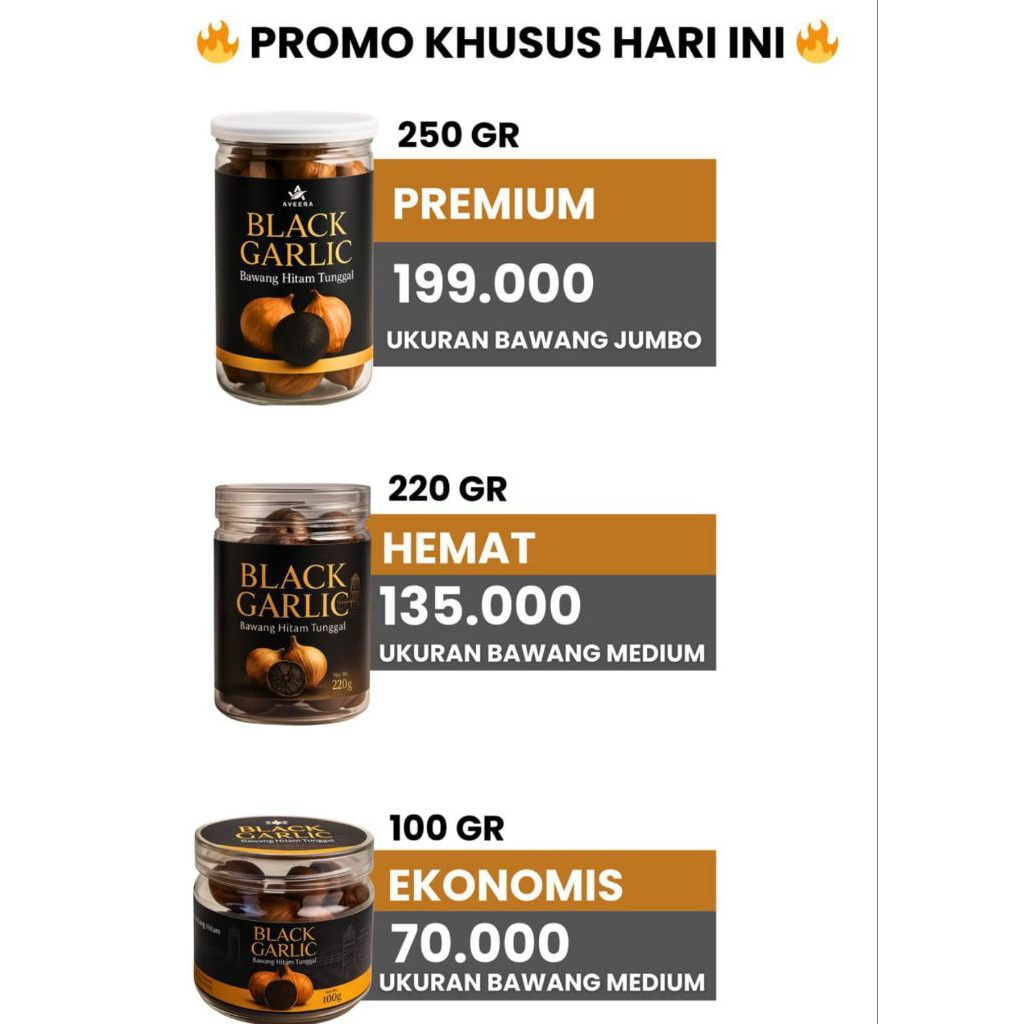 

[Bisa COD] BLACKGARLIC LANANG BAWANG HITAM TUNGGAL ORIGINAL & MANISBLACK GARLIC AVEERA