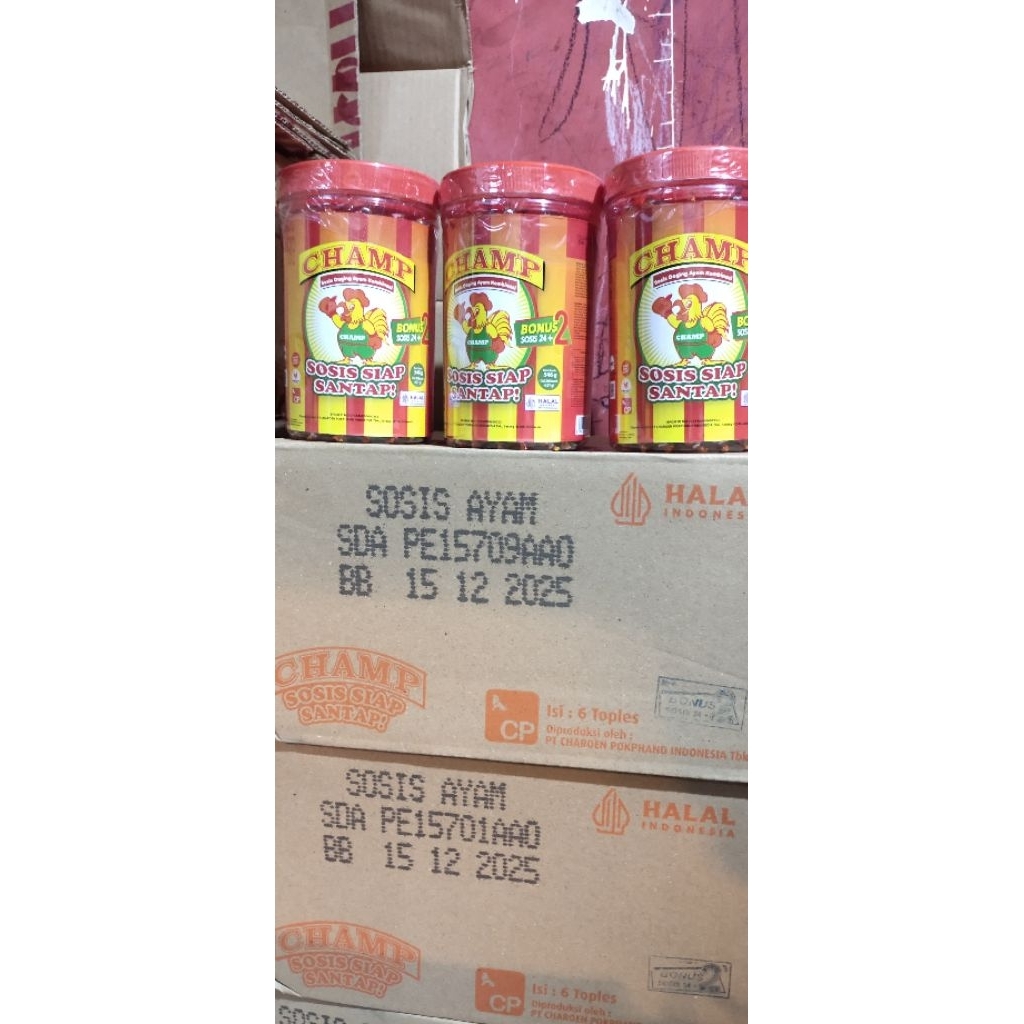 

Champ Sosis Siap Santap Ayam 1 Karton isi 6 Toples