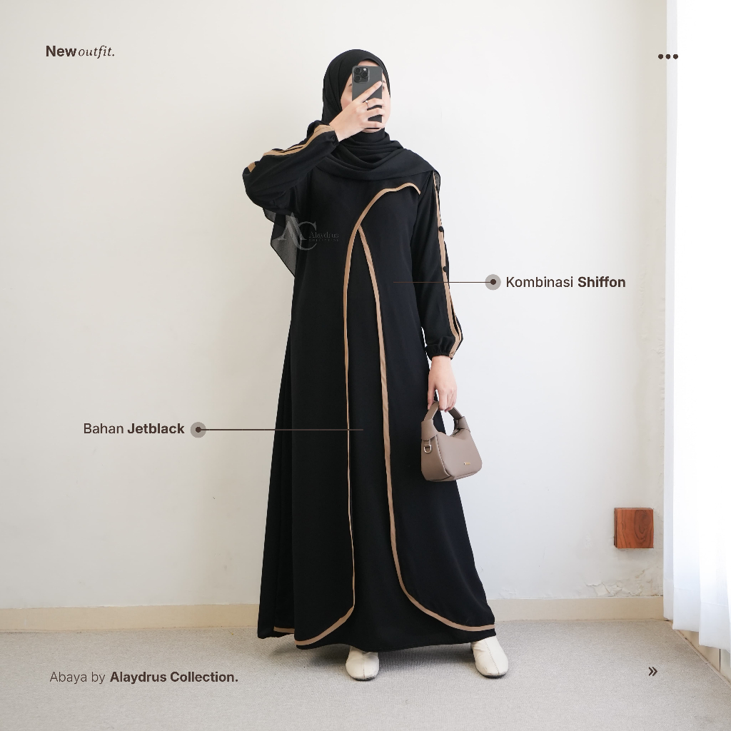 Promo Terbaru Alaydrus Collection Abaya Hitam Turkey Kamila Gamis Syari Muslimah Jetblack Hitam