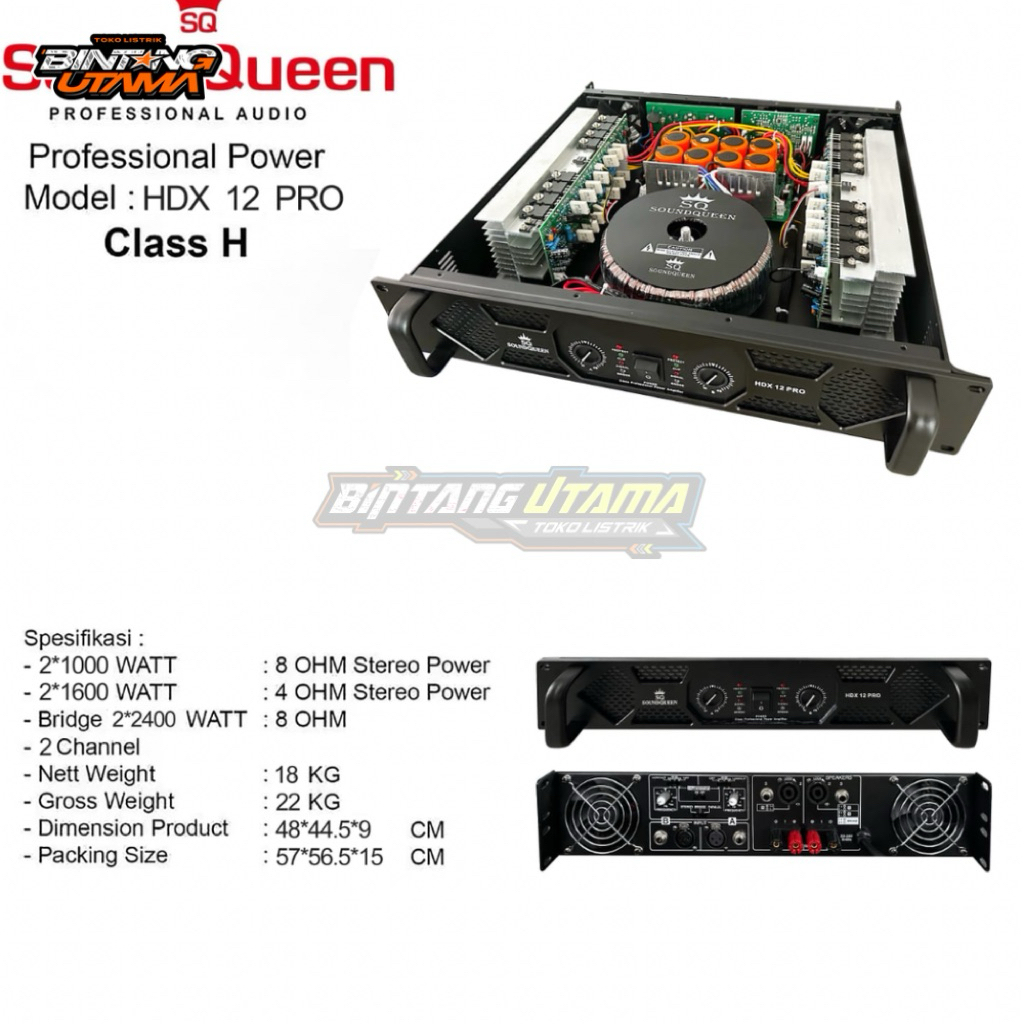 power amplifier soundqueen hdx12pro 2chanel