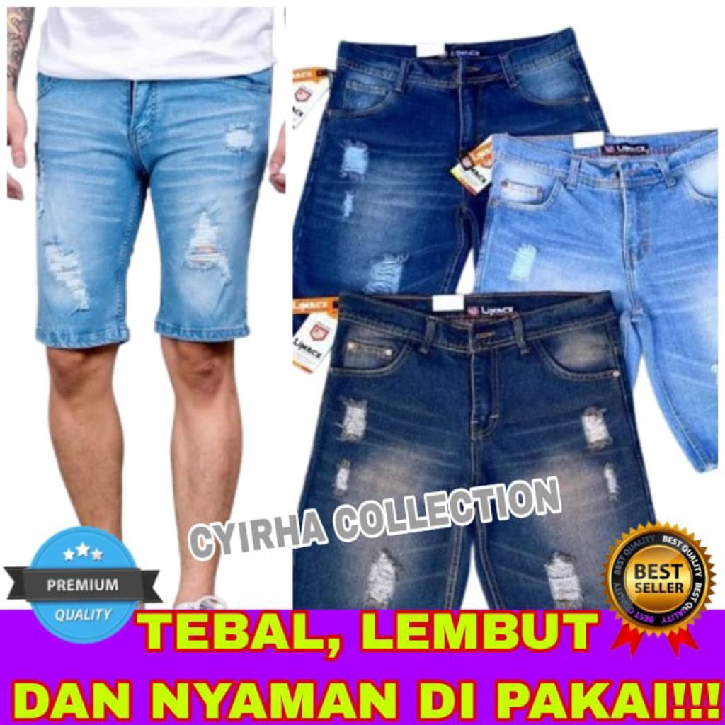 CELANA JEANS PENDEK SOBEK DENIM BERKUALITAS DISTRO
