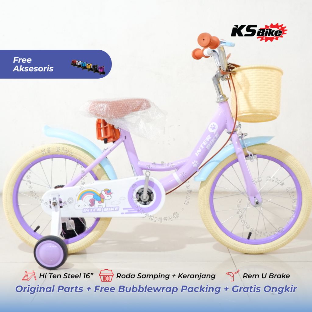 Mini Interbike Daisy 12 16 Inch - Frame Hi Ten Steel Rem U Brake - Sepeda Anak Perempuan Umur 2 3 4 