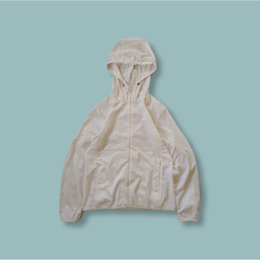 Uniquesport - Jaket Olahraga Running Uniqlo Parasut Lightweight Putih Second S