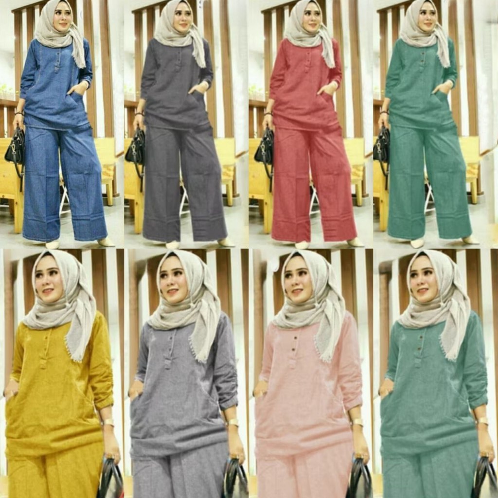 TERBARU – STELAN CELANA KULOT MELDA SIZE M - 4XL - ULI17 - BAJU SETELAN WANITA MUSLIM SUPER BIG SIZE