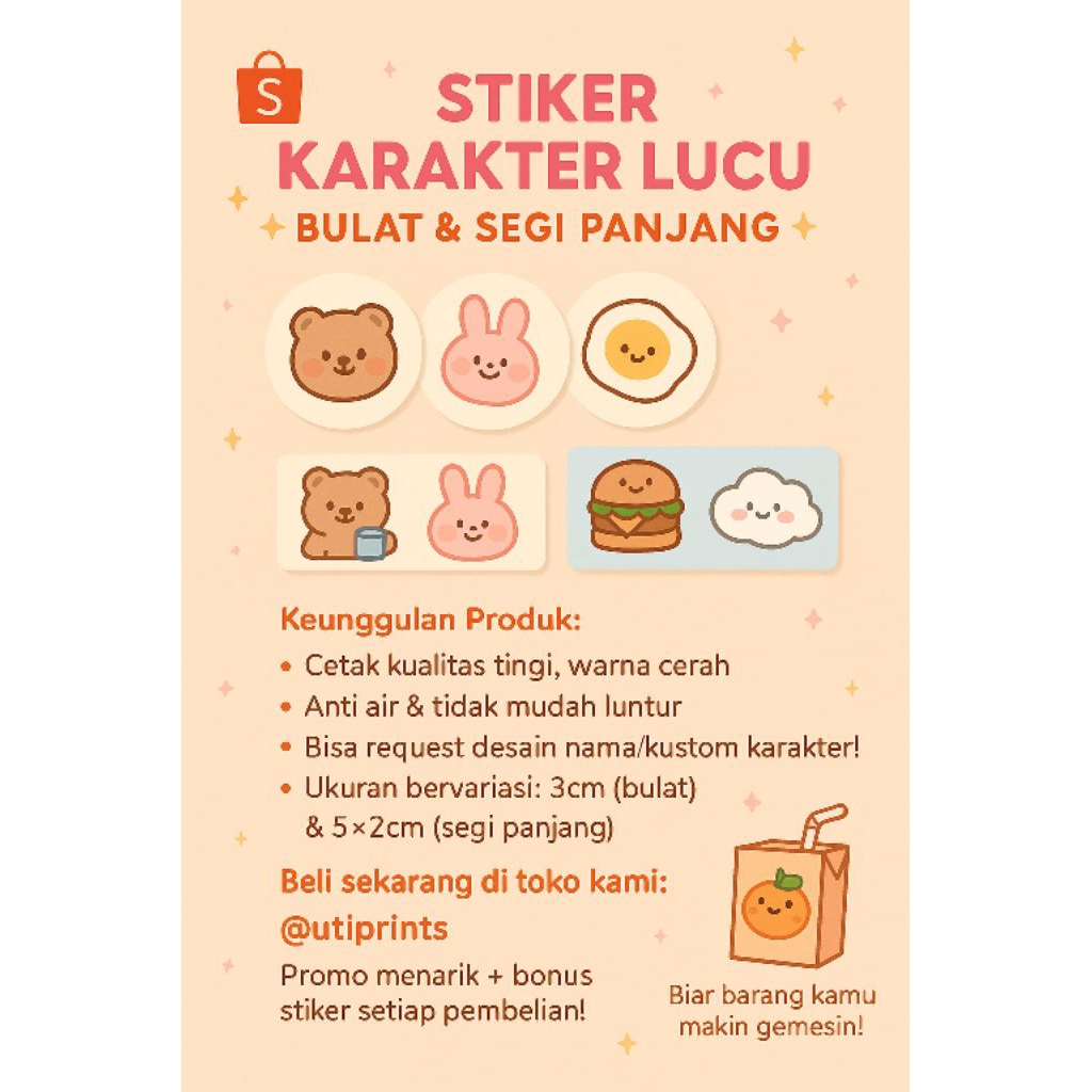 cetak stiker lucu/ stiker produk/stiker terimakasih dan lainya