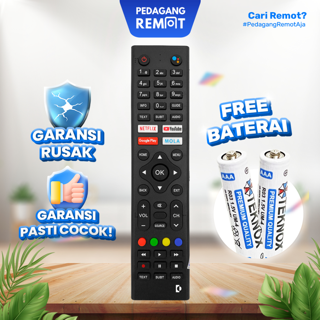 Remot Pengganti untuk Remote TV Polytron LCD LED Android Smart TV 81i960  PLD 43AG9953 PLD 50AG9953