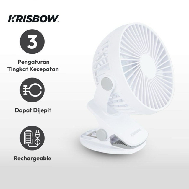 ORIGINAL Krisbow 5 Inci Kipas Angin Emergency Klip Kipas Angin Portable Mini Fan Fan Clip Kipas Angi