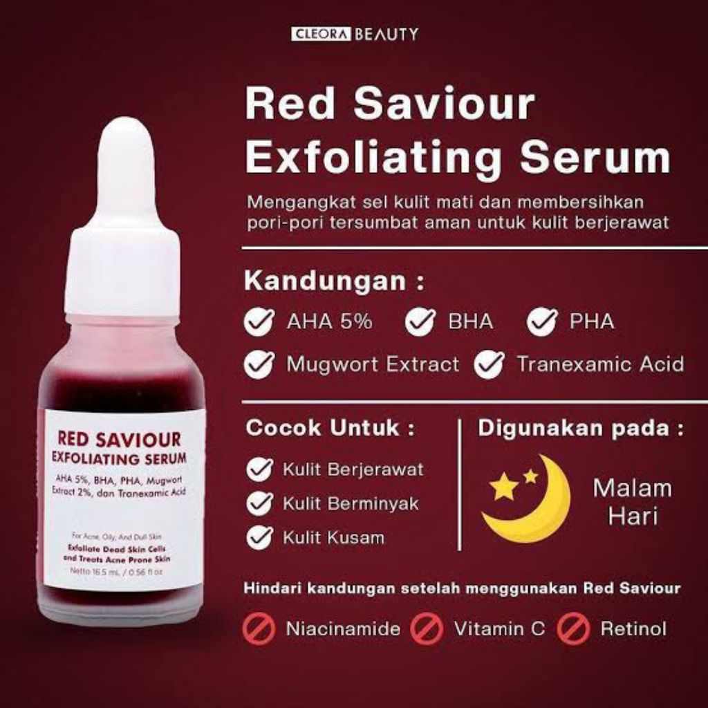 RED SAVIOR EXFOLIATING SERUM CLEORA BEAUTY