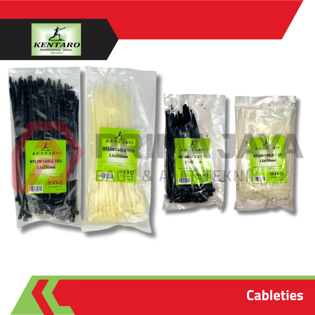 

CABLETIES / TALI PENGIKAT KABEL / ZIP TIE 10 15 20 25 30 CM HITAM PUTIH KENTARO (ISI 100 PCS)
