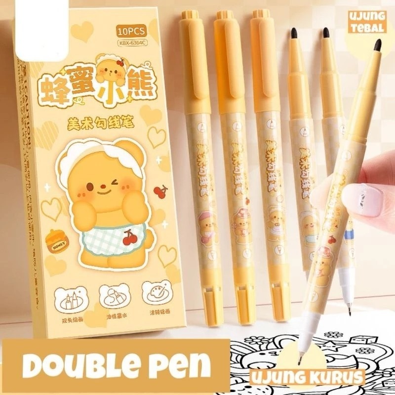 

Kakamoe - 1pcs Double Head Pen / Pen Spidol Timbal Balik / Spidol 2 kepala / Outline Pen