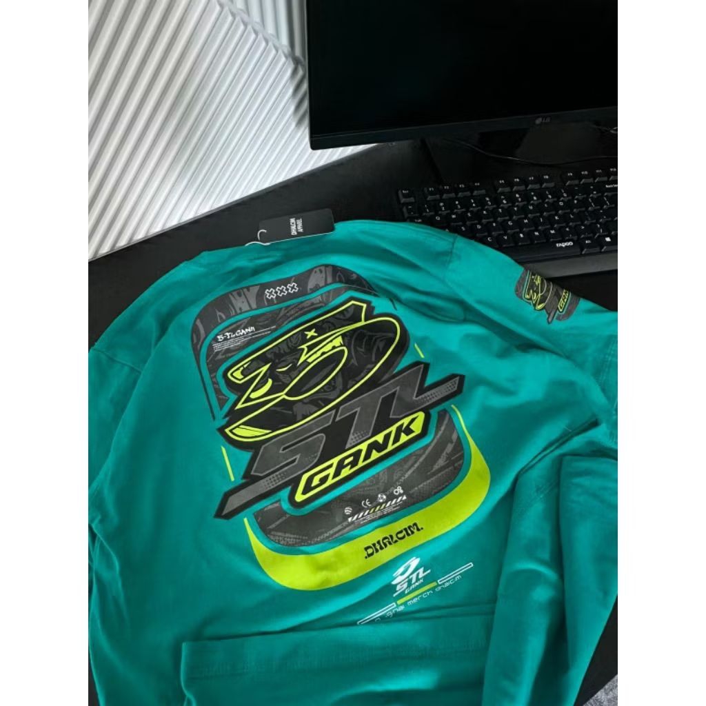 KAOS DISTRO 5 TL GANK HIJAU TOSKA FUL DESAIN RACING | KAOS RACING 5TL, KAOS 5TL GANK RACE, KAOS 5 TL