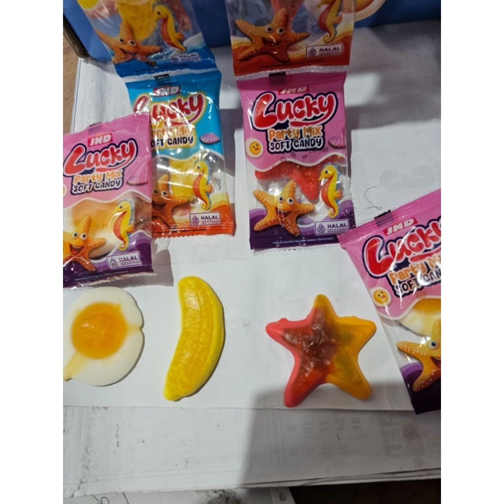 

Permen Jeli Karakter 3D renceng Bintang,Pisang,telor ceplok