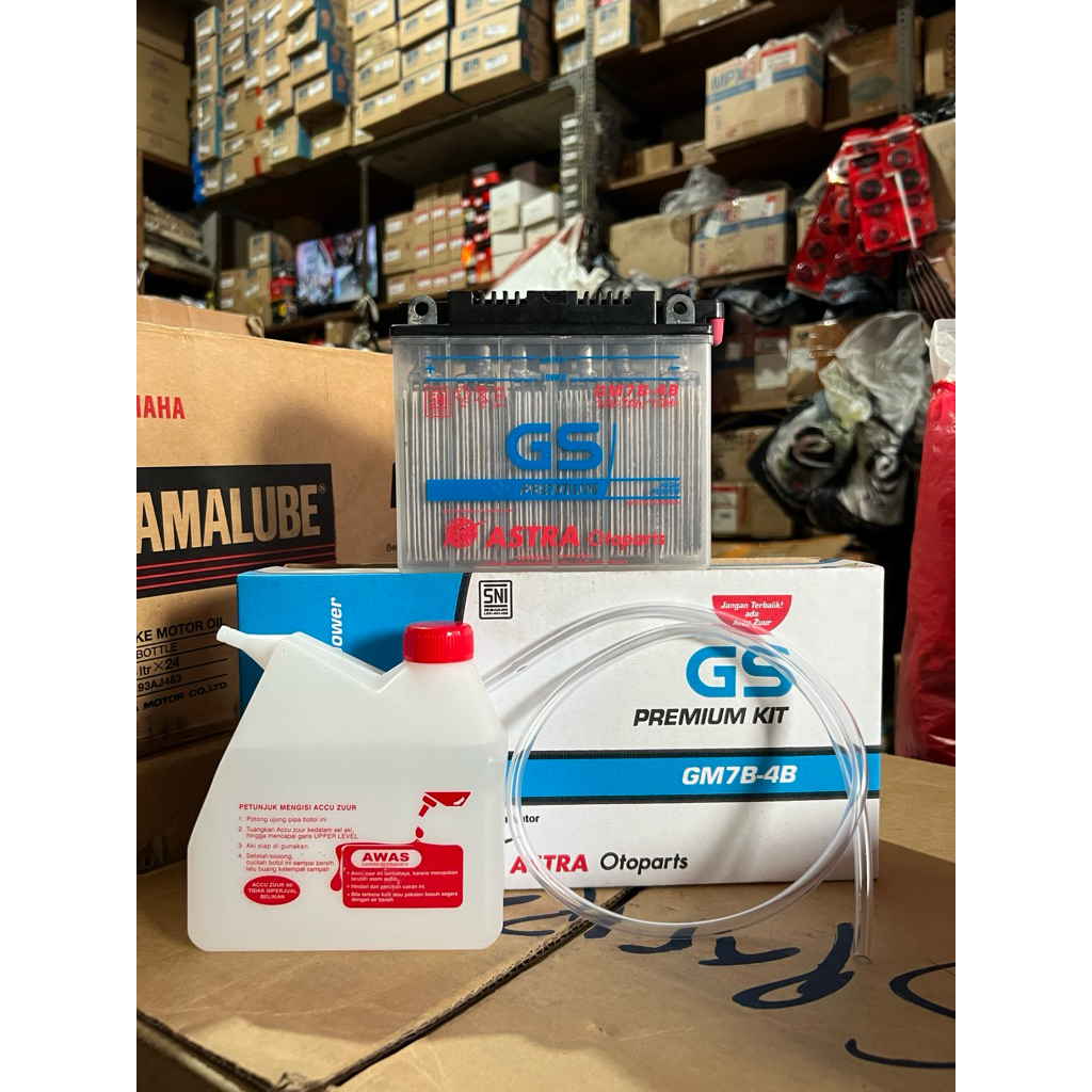 AKI BASAH / BATTERY / ACCU / BATERAI MOTOR GS ASTRA GM7B-4B 12V 7AH