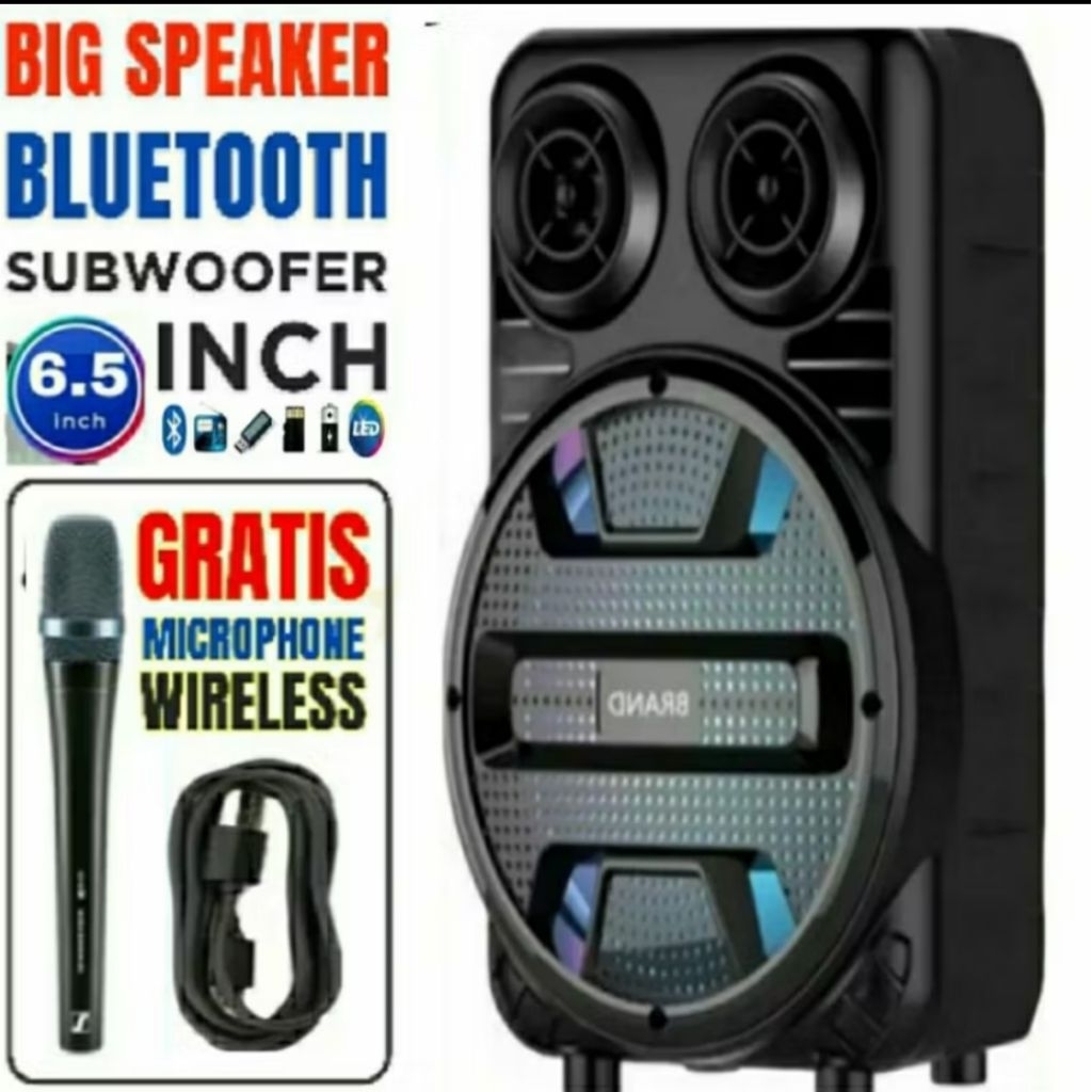 SPEAKER BLUETOOTH PROTABLE 6'5 INCH KIMISO KMS-3381 FREE MIC KARAOKE