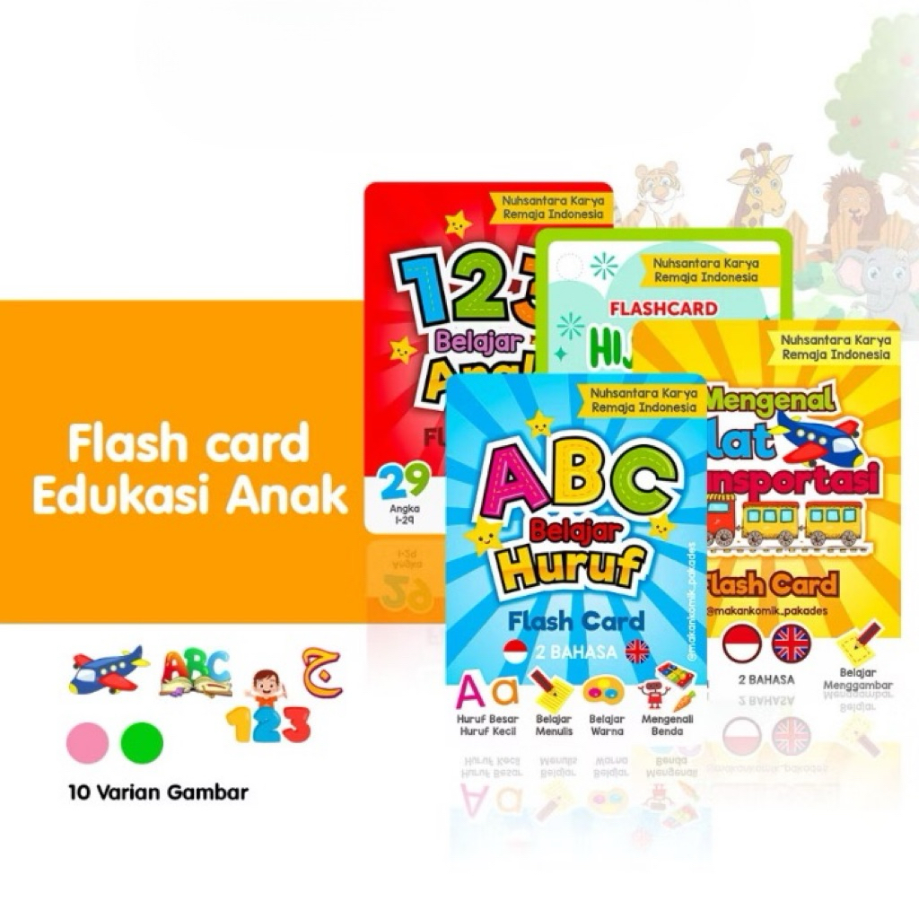 Flashcard Mainan Edukasi Anak Hijaiyah Huruf Hewan / Kartu Belajar Pintar