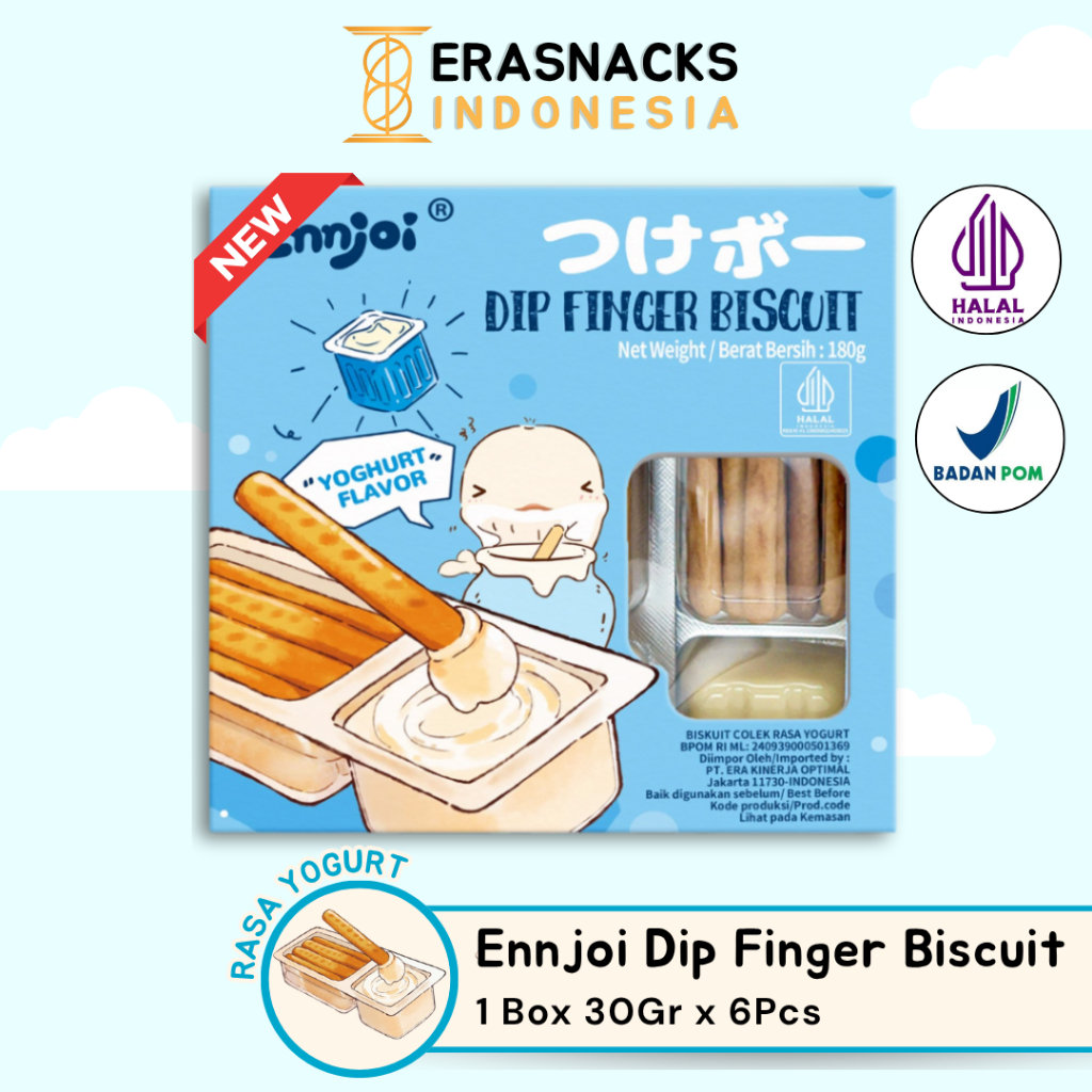 

ENNJOI DIP FINGER BISCUIT - BISKUIT COLEK RASA YOGURT 1 BOX 30Gr x 6Pcs