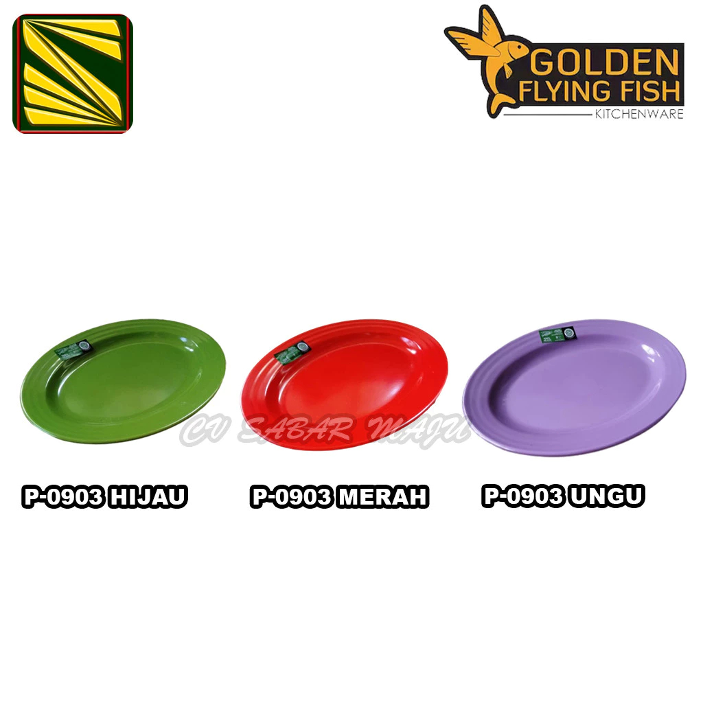 Golden Flying Fish Piring Ulir Oval / Piring Lodor Ulir / Piring Sajian Melamin