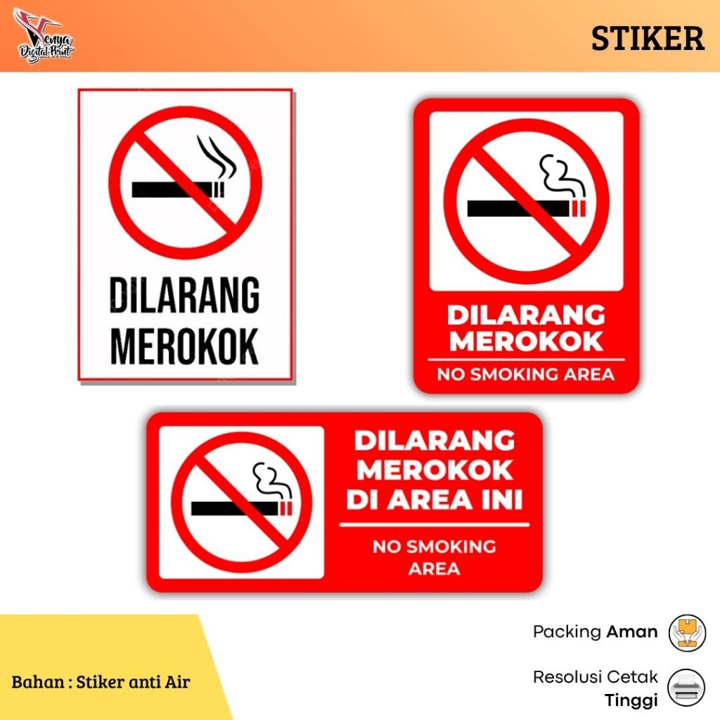 

Sticker Dilarang Merokok / Stiker Larangan Dilarang Merokok / Sticker No Smoking Venya Digital Print