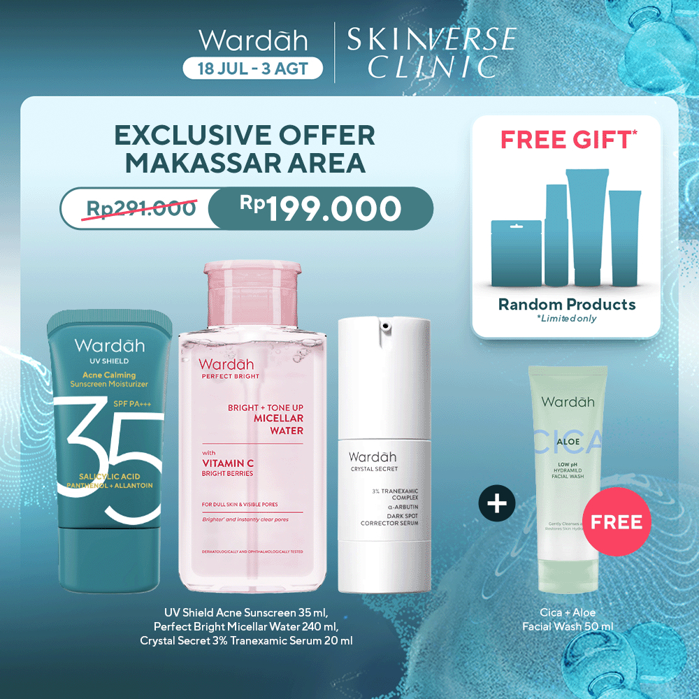 [SPECIAL BUNDLE SKINVERSE: MAKASSAR] Wardah UV Shield Acne Sunscreen SPF 35 PA++++, Wardah Perfect B