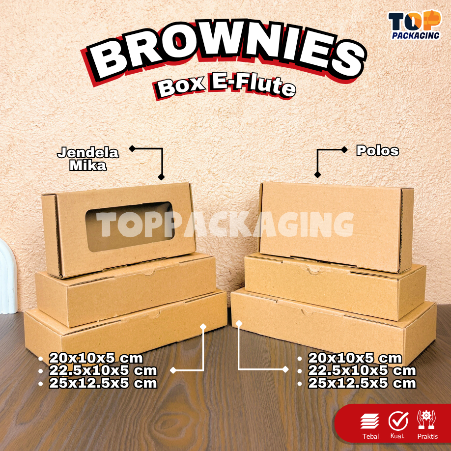 

E-flute Box Brownies Kotak Kardus Packaging Hampers Window Non Window 20x10x5 22.x10x5 25x12.5x5 cm