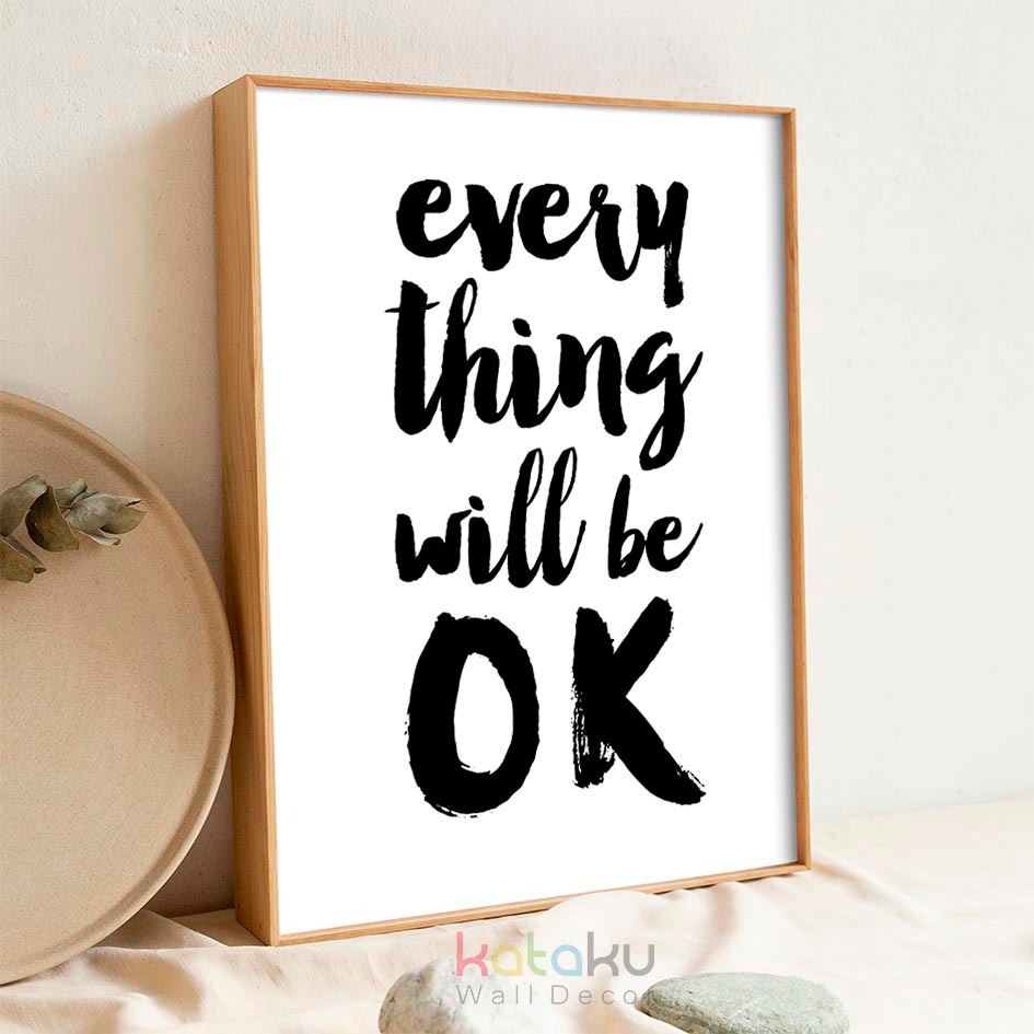 Poster Quote Inspiratif Everything Will Be Ok Wall Decor Hiasan Kamar Belajar Anak