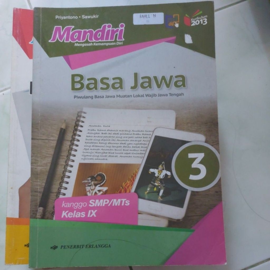 Preloved buku mandiri erlangga bahasa jawa kelas 3 SMP