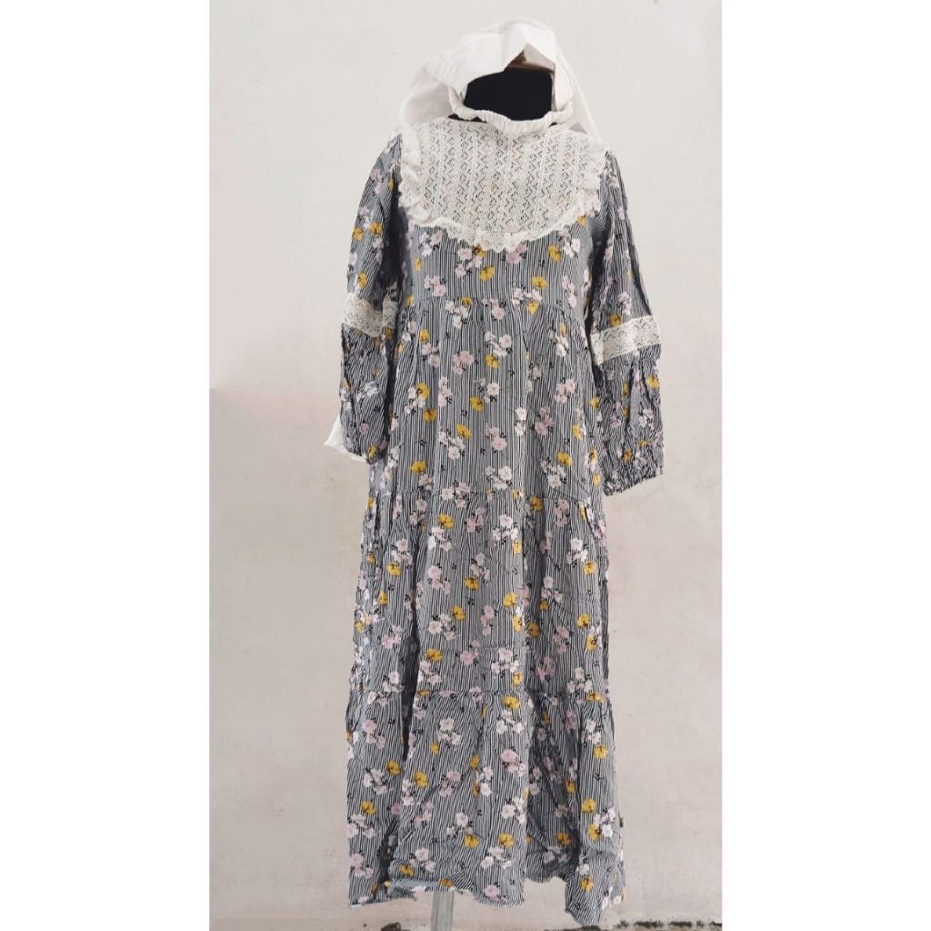 Long dress Hijab Salur Hitam