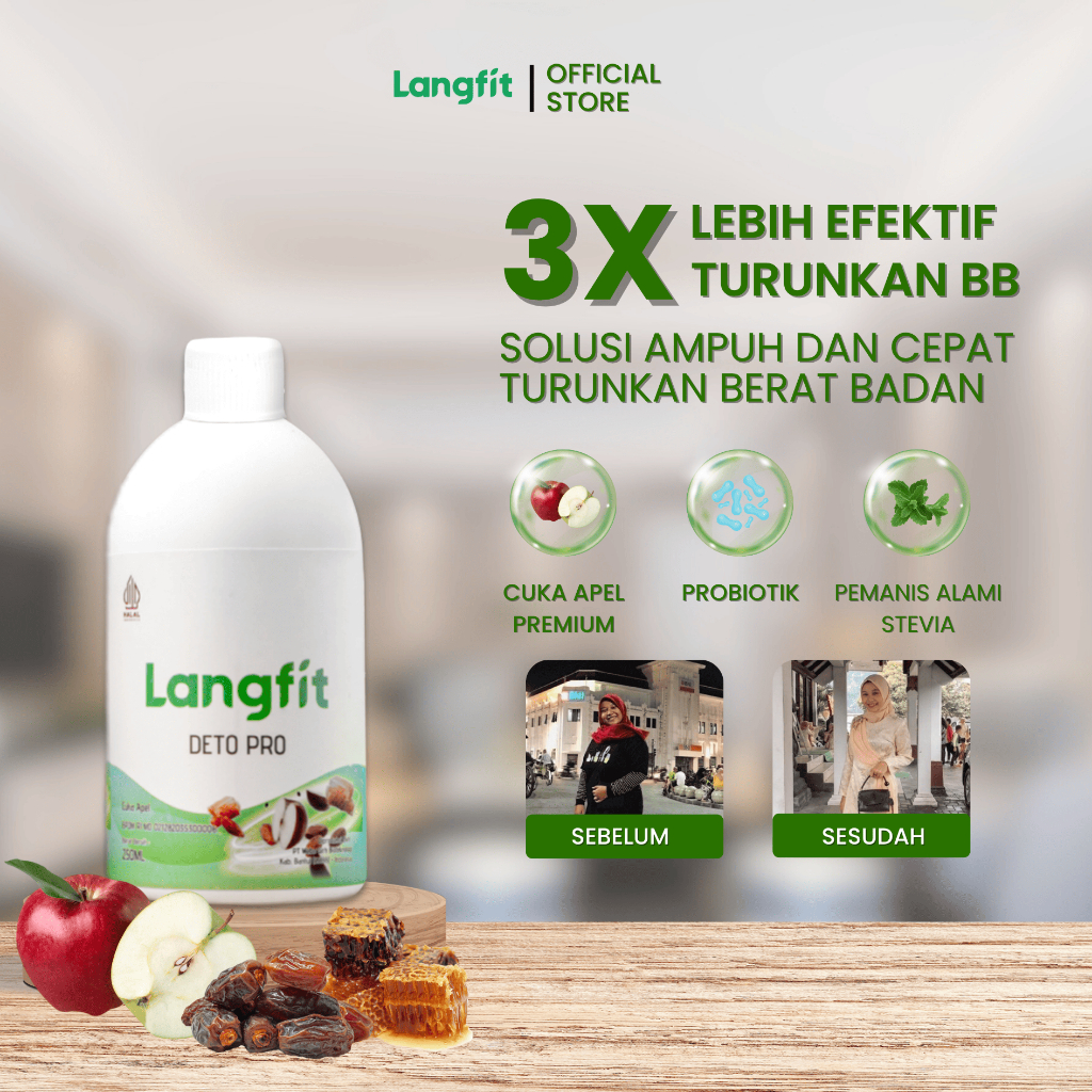 

Langfit Deto Pro Cuka Apel Premium Probiotik Stevia Madu Chia Seed Herbal Detox Tubuh dan Penurun BB