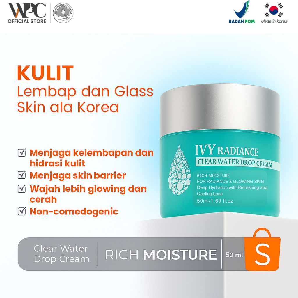 WPC Ivy Radiance Clear Water Drop Cream 50ml - Day Moisturizer
