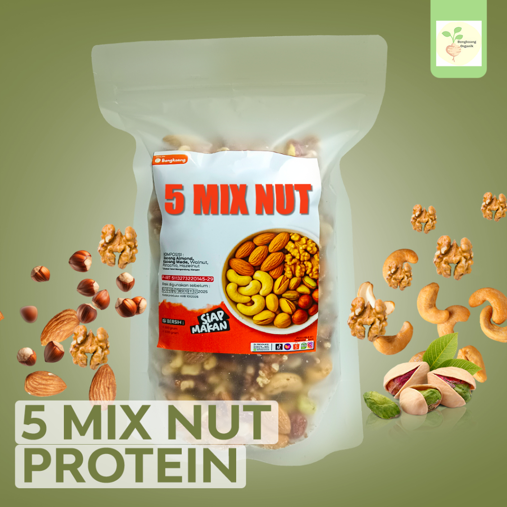 

MIX NUT PROTEIN 500gr - Kacang Almond, Mede, Walnut, Pistachio, Hazelnut