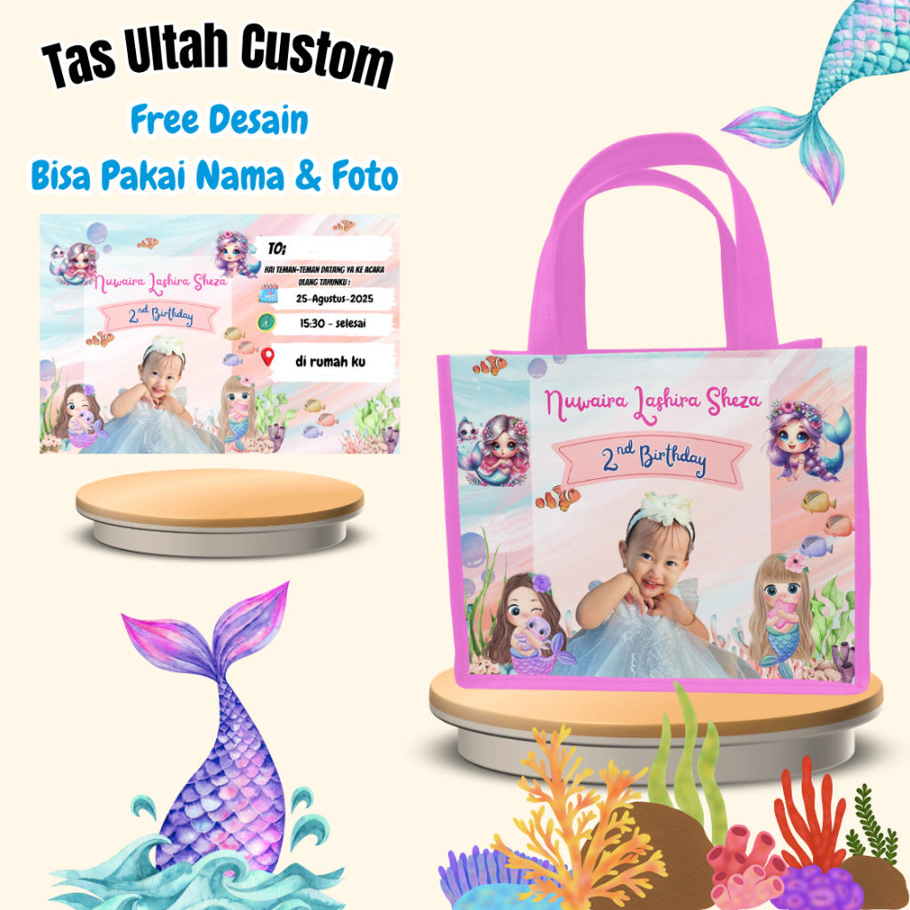 

Paket 40 Pcs Tas & Free Undangan Anak Ulang Tahun Custom Desain Muat Kfc Snack Kain