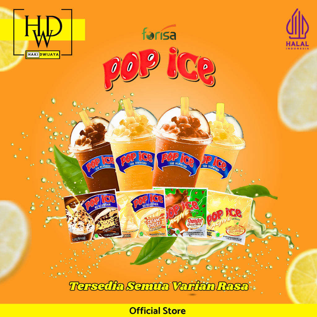 

Pop Ice Minuman Bubuk Aneka Rasa Segar & Nikmat 25 gram x 10pcs Rencengan