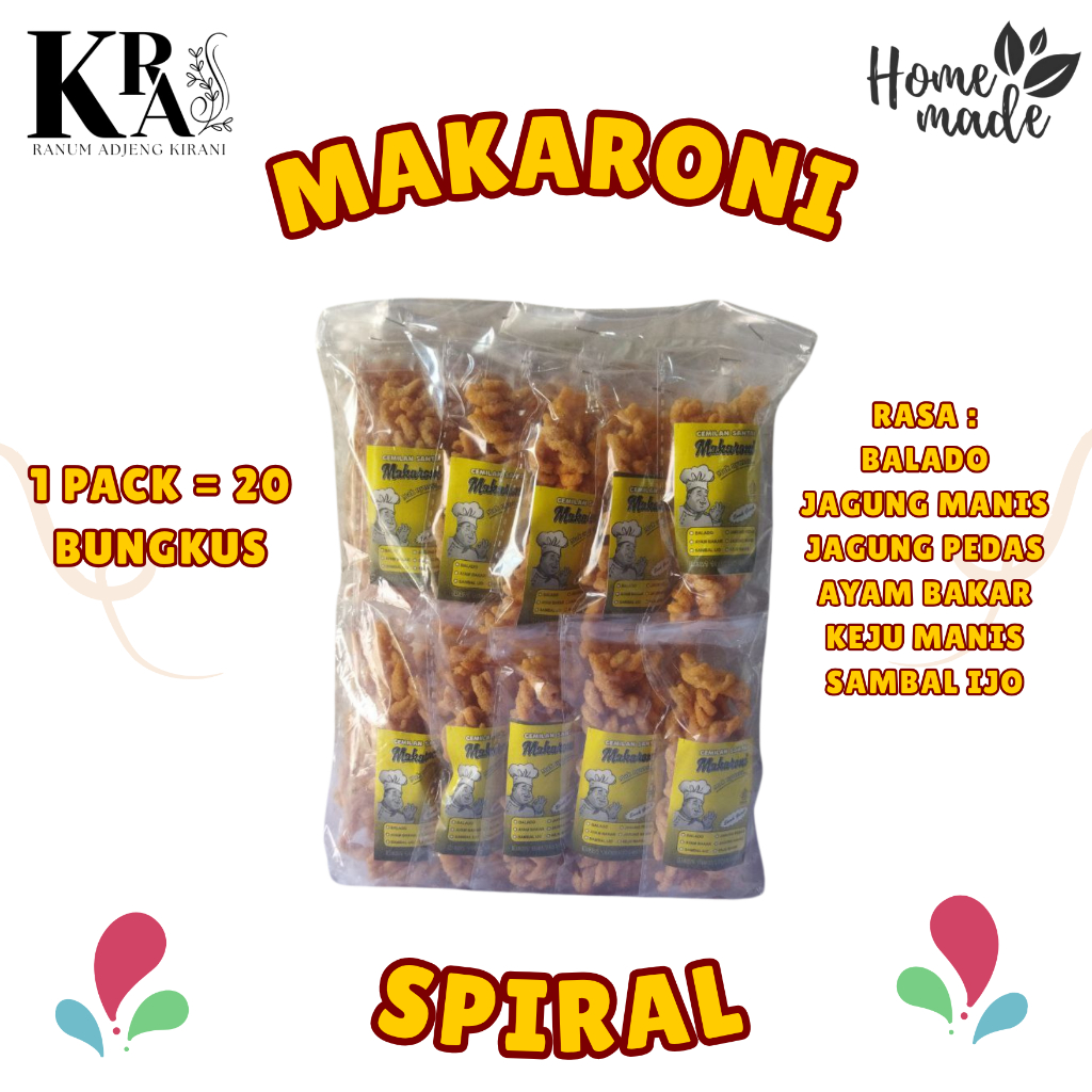 

Makaroni Spiral - Cemilan Gurih dan Enak 1 Pack = 20 Bungkus