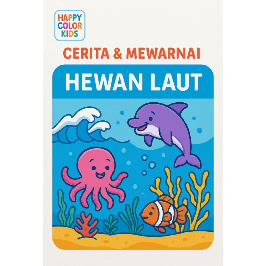 Buku Cerita & Gambar Mewarnai Hewan Laut - Digital PDF Anak TK/PAUD